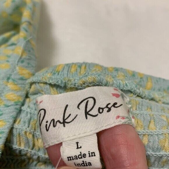Pink Rose Floral Gypsy Crop Top Green Juniors Large - Picture 4 of 7